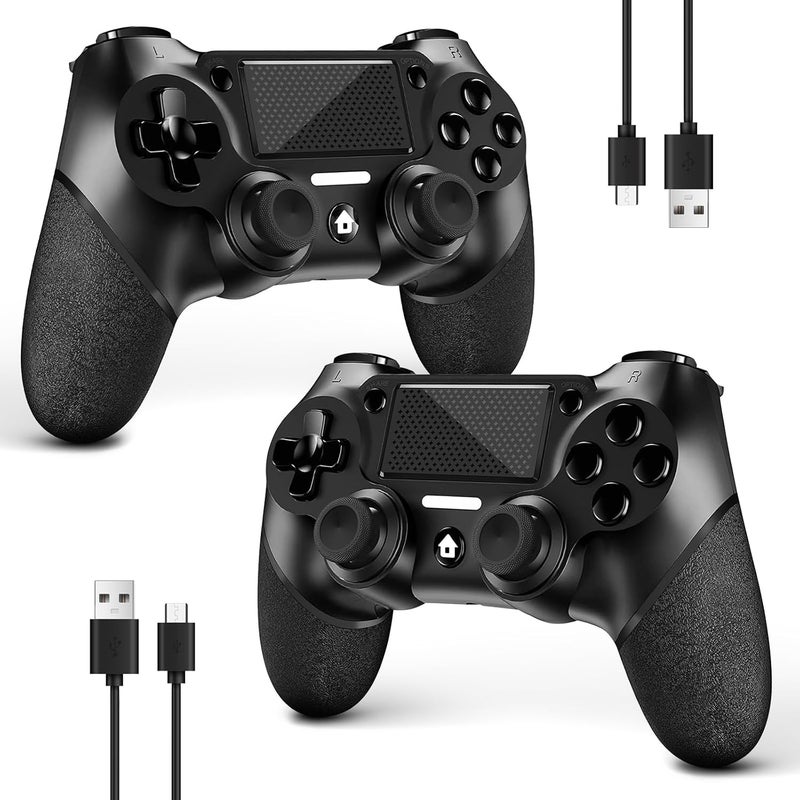 AceGamer جهاز تحكم لاسلكي مزدوج لجهاز P4، مع قبضة غير قابلة للانزلاق من الجانبين وكابل USB-C 2! (أسود منتصف الليل * 2) - Image 1